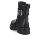 Schwarze Rieker Damen Kurzstiefel Z9174-00 mit Zierschnalle sowie Reißverschluss. Schuh von hinten.