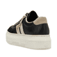 Schwarze Rieker Damen Sneaker Low M1912-00 mit einem Reißverschluss. Schuh von hinten.