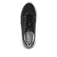 Schwarze Rieker Damen Sneaker Low W3800-00 aus Glattleder mit einer Schnürung. Schuh von oben.
