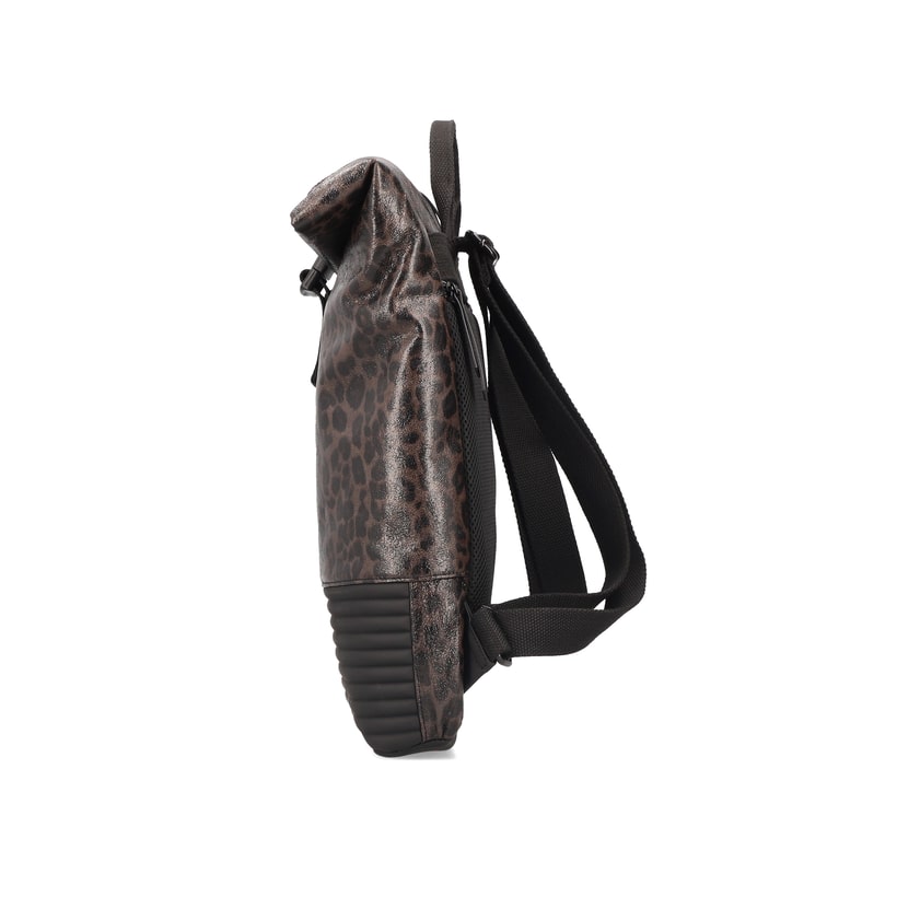 Sac Ã  dos Rieker H1426-25 Ã  imprimé animal avec fermeture éclair, compartiment pour ordinateur portable et rembourrage dorsal. Ouvert.