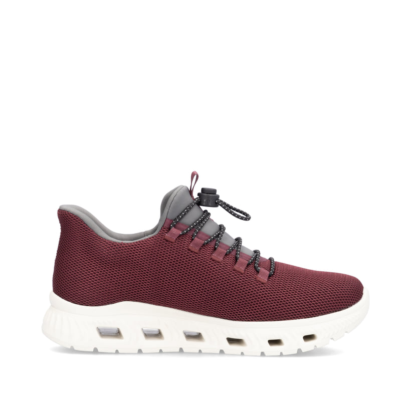 Baskets basses Rieker rouges pour femmes M6066-30 avec l'entrée confort. Côté intérieur de la chaussure.