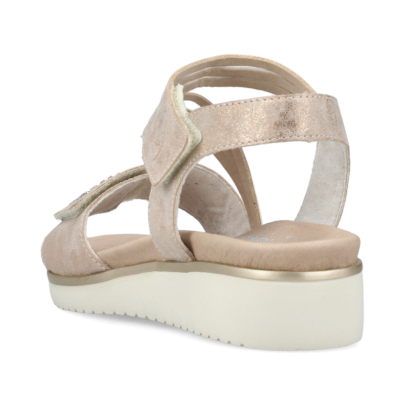 Rosane Rieker Keilsandaletten V3764-90 mit einem Klettverschluss. Schuh von hinten.