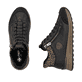 Schwarze Rieker Damen Kurzstiefel N1457-00 mit Ready2GO Schnell-Anziehfunktion. Schuh von oben, liegend.