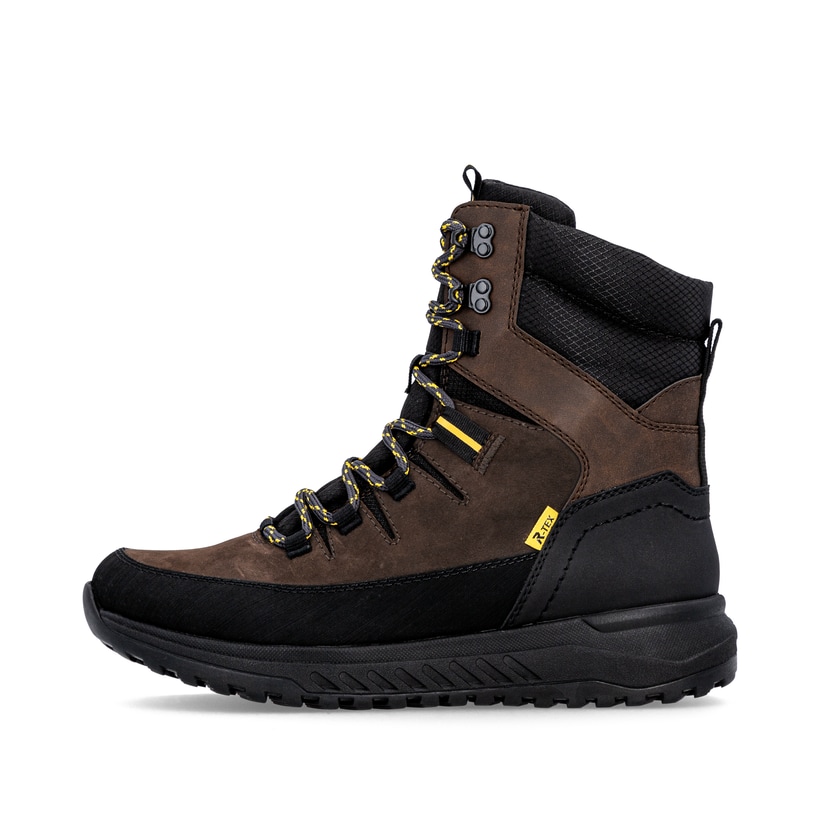 Braune Rieker Herren Schnürstiefel U0171-25 mit wasserabweisender TEX-Membran. Schuh Außenseite.