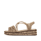 Braune Rieker Keilsandaletten 62977-90 mit Strasssteinen sowie einem Gummizug. Schuh Außenseite.