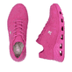 Rosane vegane Rieker Damen Sneaker Low N5202-31 mit einer Schnürung. Schuh von oben, liegend.