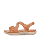 Nussbraune Rieker Damen Riemchensandalen 64878-24 mit einem Klettverschluss. Schuh Außenseite.