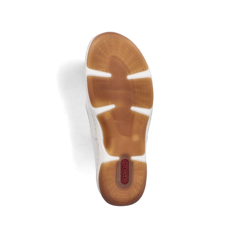 Weiße Rieker Damen Schnürschuhe 55920-80 mit modernen Ziernähten. Schuh Laufsohle.