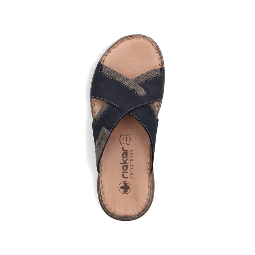 Mules Rieker bleues pour homme 21493-14 avec largeur confort G. Chaussure vue de dessus.