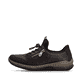 Dunkelbraune Rieker Damen Slipper N32G0-25 mit Deko-Reißverschluss. Schuh Außenseite.