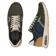 Grüne Rieker Herren Sneaker Low B1000-54 mit Rieker Air Sohlenfenster. Schuh von oben, liegend.