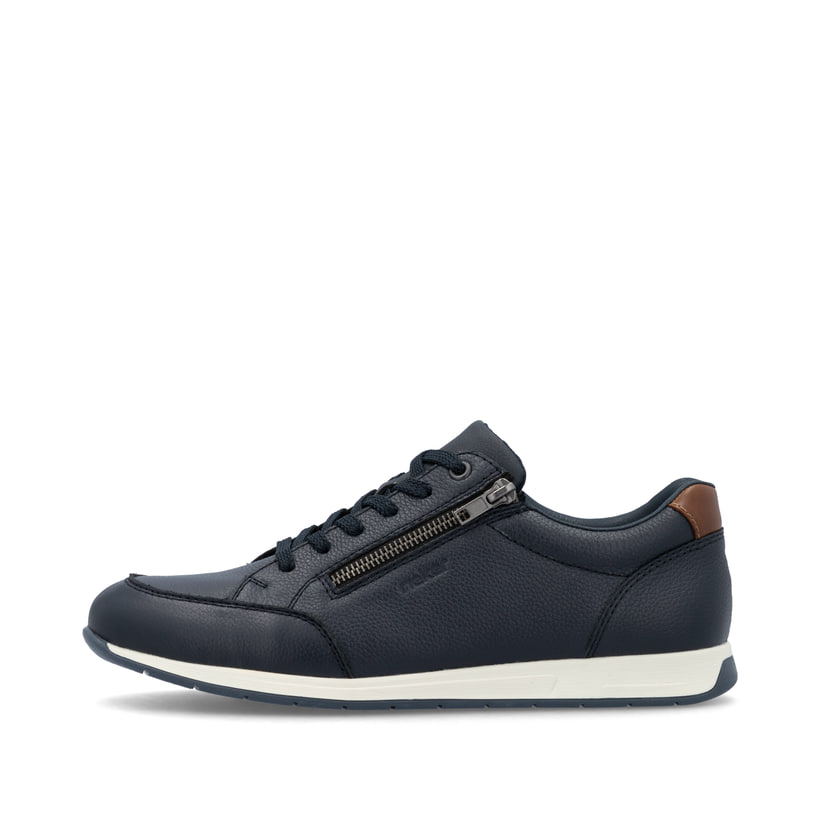 Blaue Rieker Herren Sneaker Low 11903-14 mit einem Reißverschluss. Schuh Außenseite.