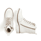Weiße Rieker Damen Schnürstiefel Y9126-80 mit wasserabweisender TEX-Membran. Schuh von oben, liegend.