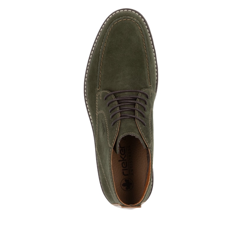 Chaussures à lacets Rieker vertes pour homme 13700-54 avec largeur G 1/2. Chaussure vue de dessus.