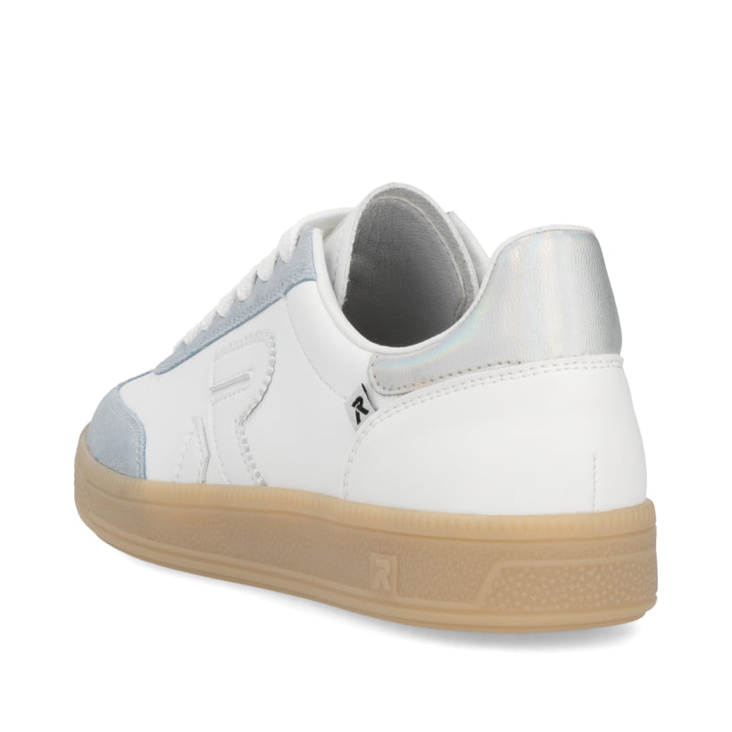 Weiße Rieker Damen Sneaker Low W2200-84 mit einer Schnürung. Schuh von hinten.