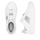 Weiße Rieker Damen Sneaker Low W1202-83 mit einer Schnürung. Schuh von oben, liegend.