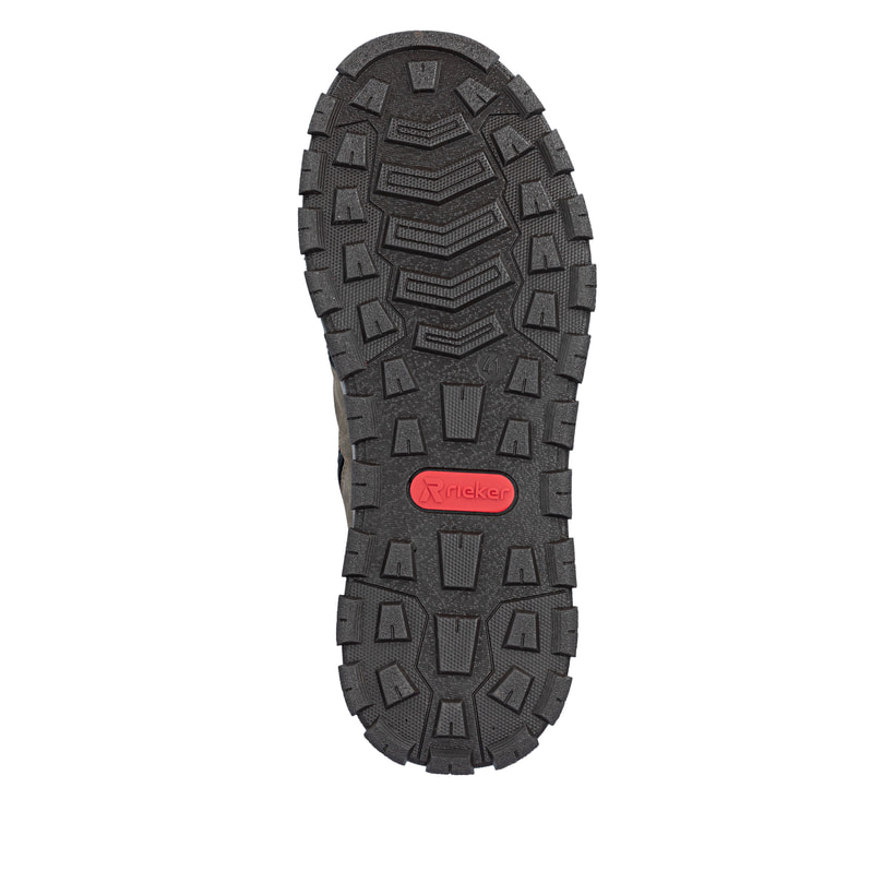 Braun-schwarze Rieker Herren Schnürstiefel B8120-25 mit einem Reißverschluss. Schuh Laufsohle.