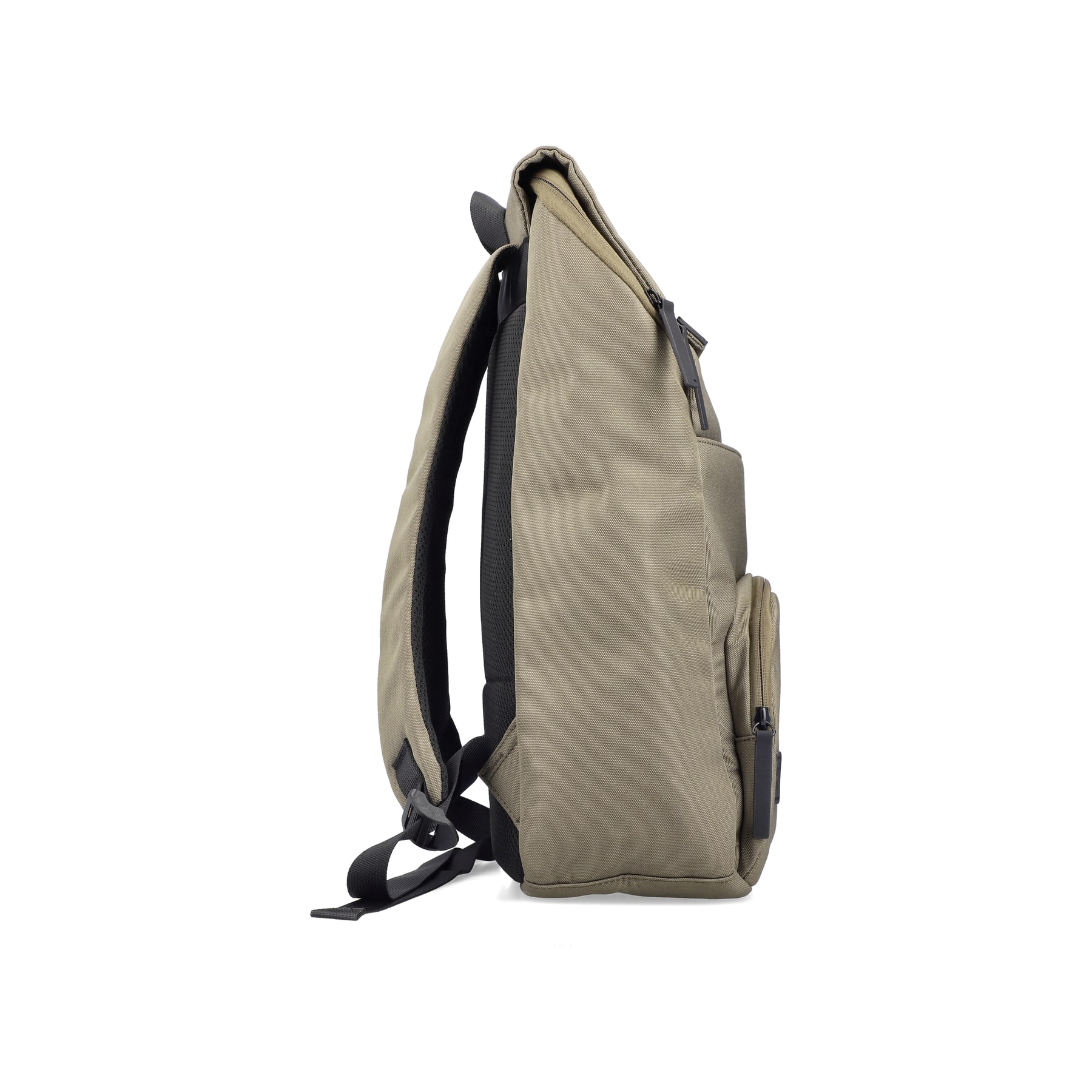 Sac à dos Rieker H5102-52 en vert avec fermeture éclair et compartiment pour ordinateur portable. Ouvert.