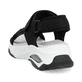 Schwarze vegane Rieker Damen Trekkingsandalen W3151-01 mit einem Klettverschluss. Schuh von hinten.