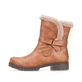 Braune Rieker Damen Kurzstiefel 79580-25 mit Kunstfell-Kragen. Schuh Außenseite.