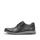 Schwarze Rieker Herren Slipper 14701-00 mit Schnürung sowie Komfortweite G 1/2. Schuh Außenseite.