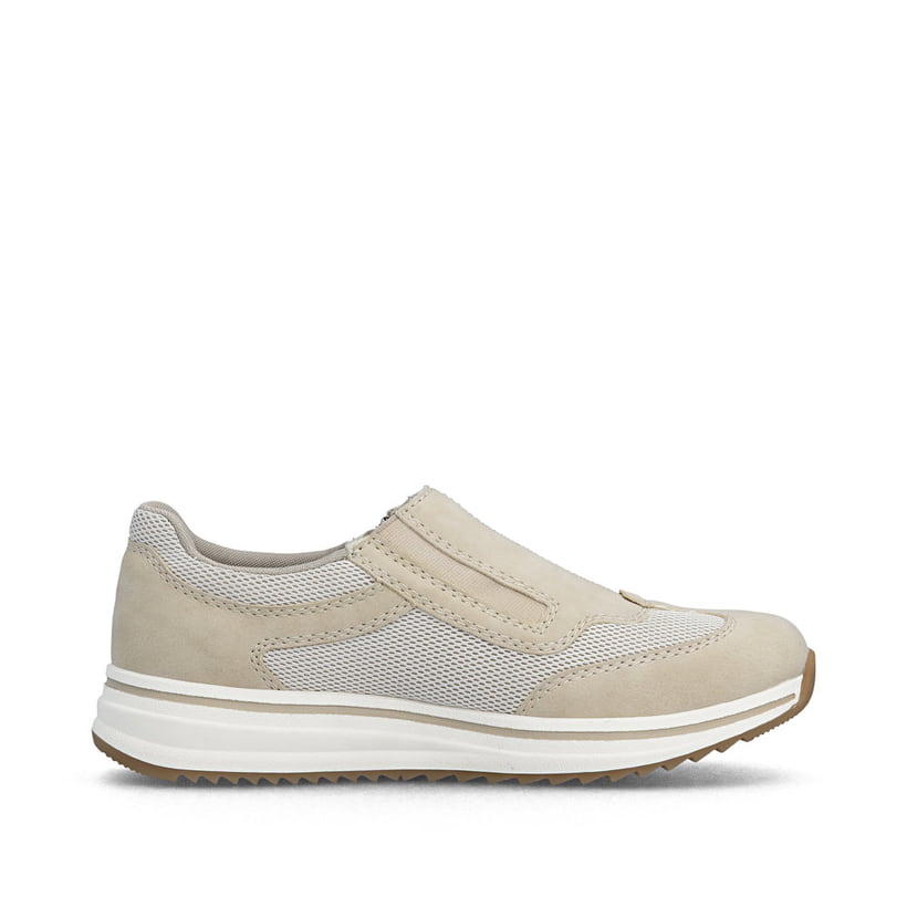 Beige Rieker Damen Sneaker Low L5854-62 mit Reißverschluss sowie Extraweite H. Schuh Innenseite.