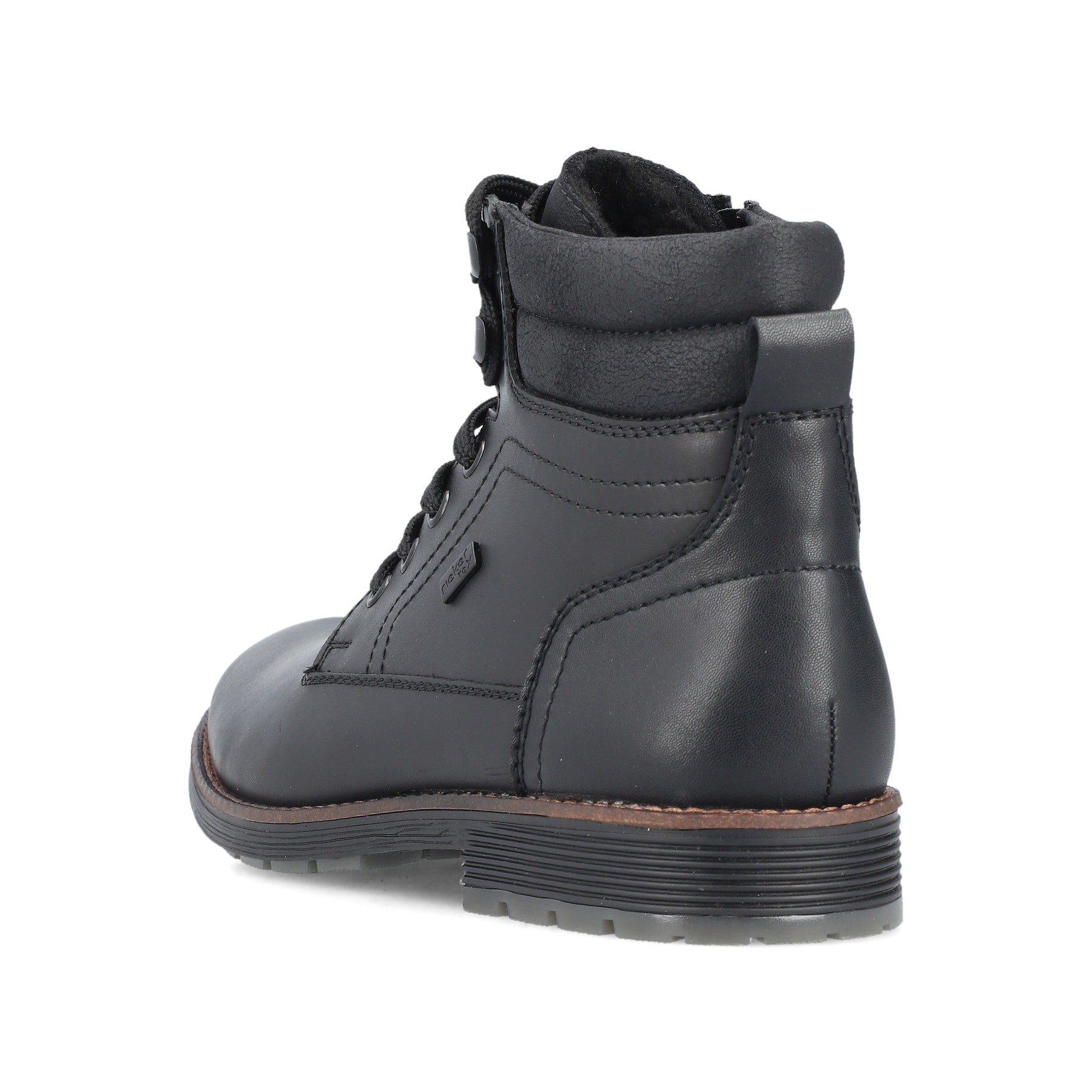 Bottes à lacets Rieker noires pour homme F4544-00 avec membrane RiekerTEX. Chaussure vue de l'arrière.