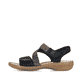 Schwarze Rieker Damen Riemchensandalen 60862-00 mit einem Klettverschluss. Schuh Außenseite.