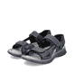 Blaue Rieker Herren Trekkingsandalen 26761-14 mit einem Klettverschluss. Schuhpaar seitlich schräg.