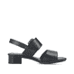 Schwarze Rieker Riemchensandaletten 62663-01 mit trendigen Schnalle. Schuh Innenseite.