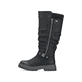 Schwarze Rieker Damen Hochschaftstiefel 93093-00 mit einem Reißverschluss. Schuh Außenseite.