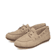 Beige Rieker Damen Schnürschuhe 43800-60 mit einer herausnehmbaren Einlegesohle. Schuhpaar seitlich schräg.