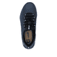 Blaue vegane Rieker Damen Slipper M5069-12 mit Gummizug sowie flexibler Sohle. Schuh von oben.