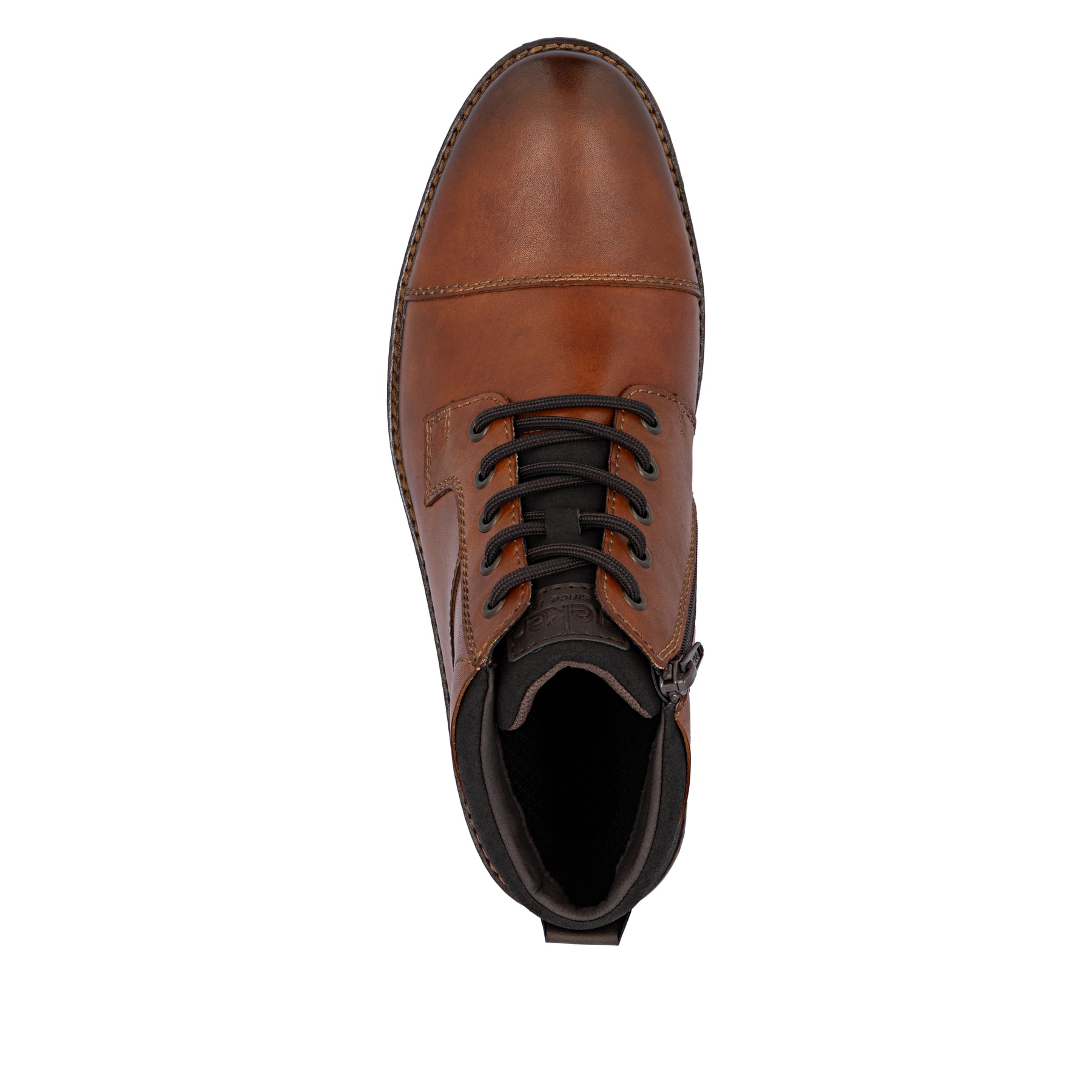 Braune Rieker Herren Schnürstiefel F4500-24 aus Glattleder. Schuh von oben.