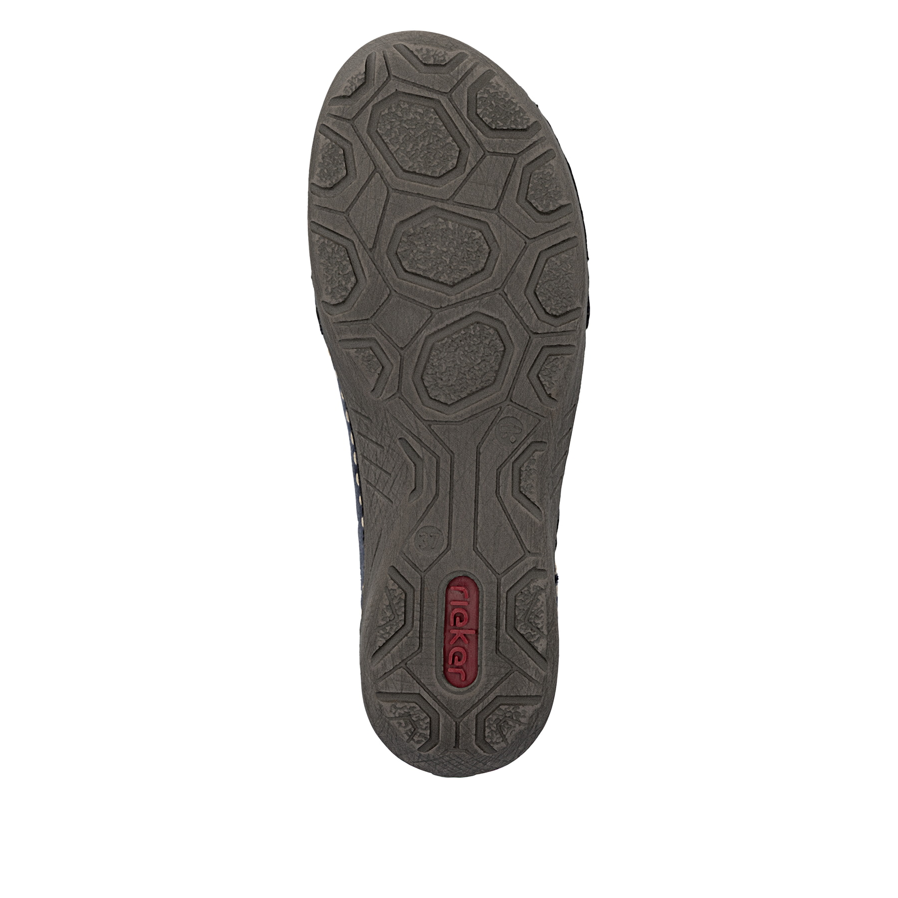 Dunkelblaue Rieker Damen Kurzstiefel 72581-14 mit farbenfrohen Details. Schuh Laufsohle.