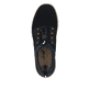 Blaue Rieker Damen Slipper N4290-14 mit einem Gummizug. Schuh von oben.