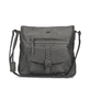 Sac à main Rieker H1340-42 gris avec lanière décorative tressée, fermeture éclair et poche pour téléphone portable. Face avant.
