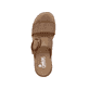 Beige vegane Rieker Damen Pantoletten V2392-62 mit trendigen Schnalle. Schuh von oben.