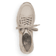 Reinweiße Rieker Damen Sneaker Low N8321-80 mit Reißverschluss sowie Ziernähten. Schuh Außenseite gespiegelt.