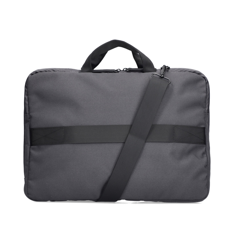 Sac pour ordinateur portable Rieker H5000-42 en gris avec grand espace de rangement, bandoulière amovible et fermeture éclair. Côté gauche.