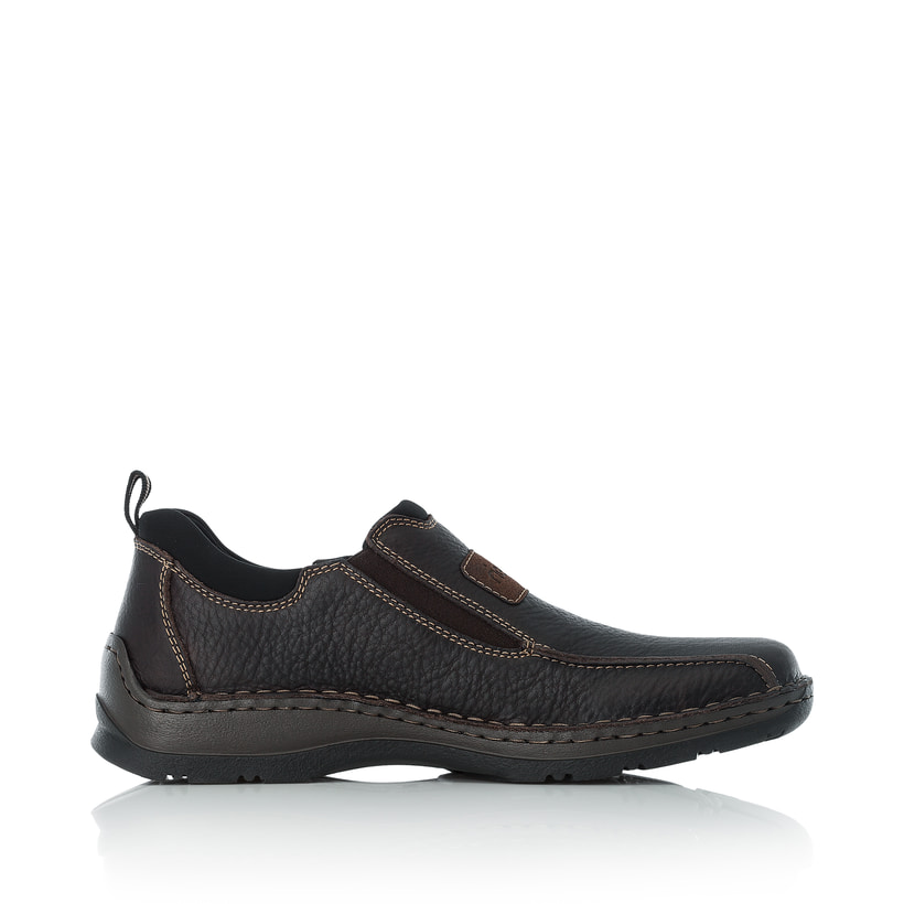 Dunkelbraune Rieker Herren Slipper 05363-25 aus Glattleder. Schuh Innenseite.