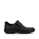 Mocassins Rieker noirs pour hommes 19961-03 avec bande élastique. Côté intérieur de la chaussure.