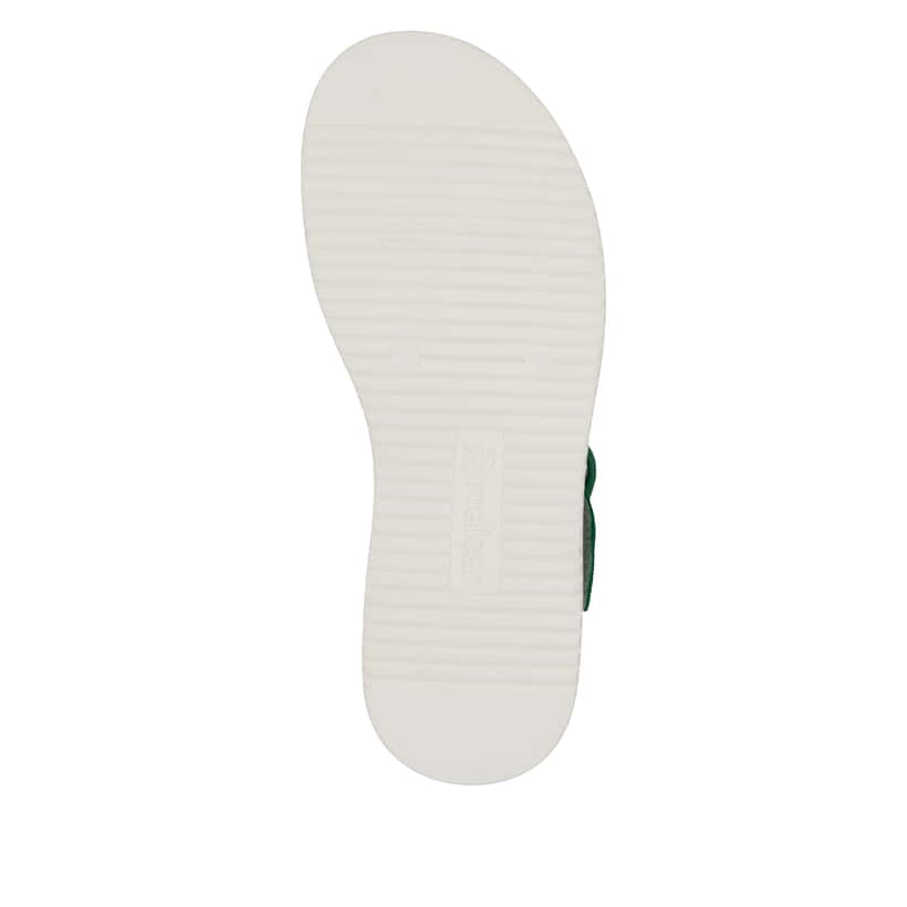 Grüne Rieker Damen Riemchensandalen W0800-52 mit trendigen Schnalle. Schuh Laufsohle.