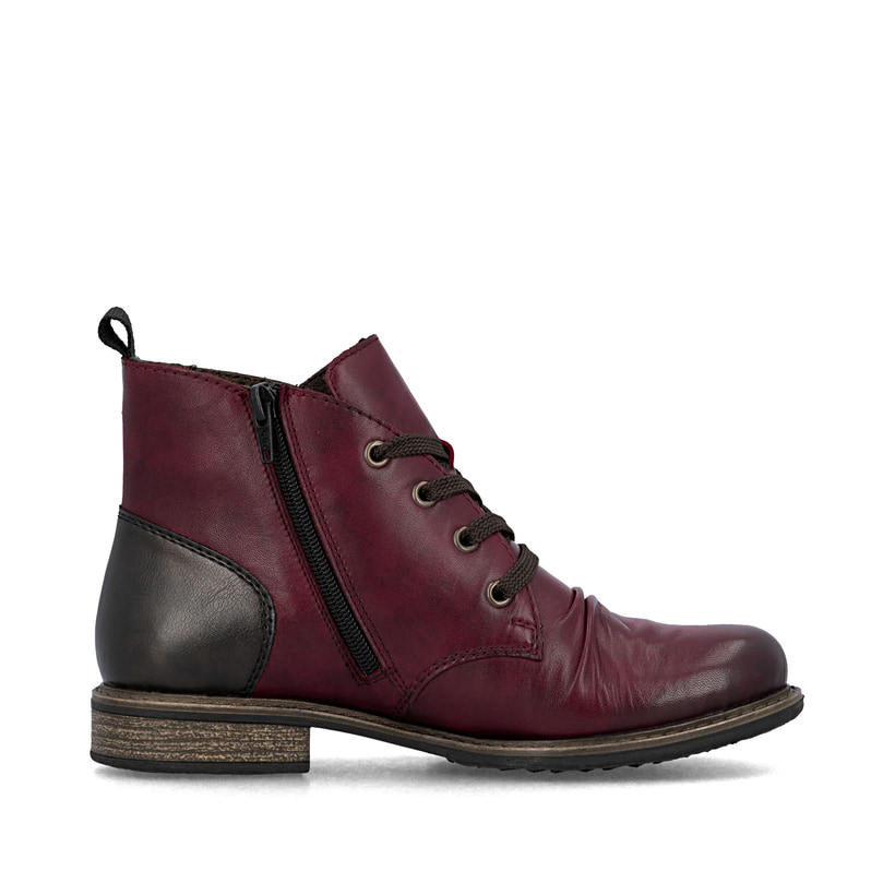 Weinrote Rieker Damen Kurzstiefel 74804-35 aus Glattleder. Schuh Innenseite.