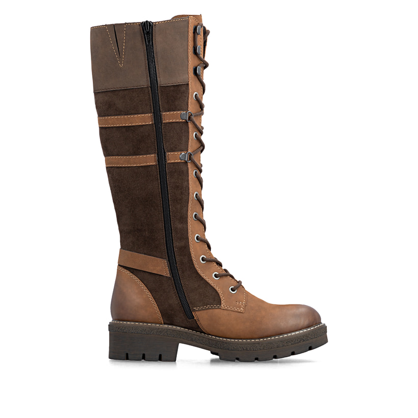 Braune Rieker Damen Schnürstiefel Y8101-25 aus Rauleder. Schuh Innenseite.