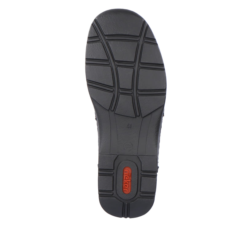 Asphaltschwarze Rieker Herren Schnürschuhe 05330-00 mit Schnürung und Reißverschluss. Schuh Laufsohle