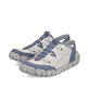 Mocassins Rieker beiges pour femme L0375-91 en cuir lisse. Chaussures inclinées sur le côté.