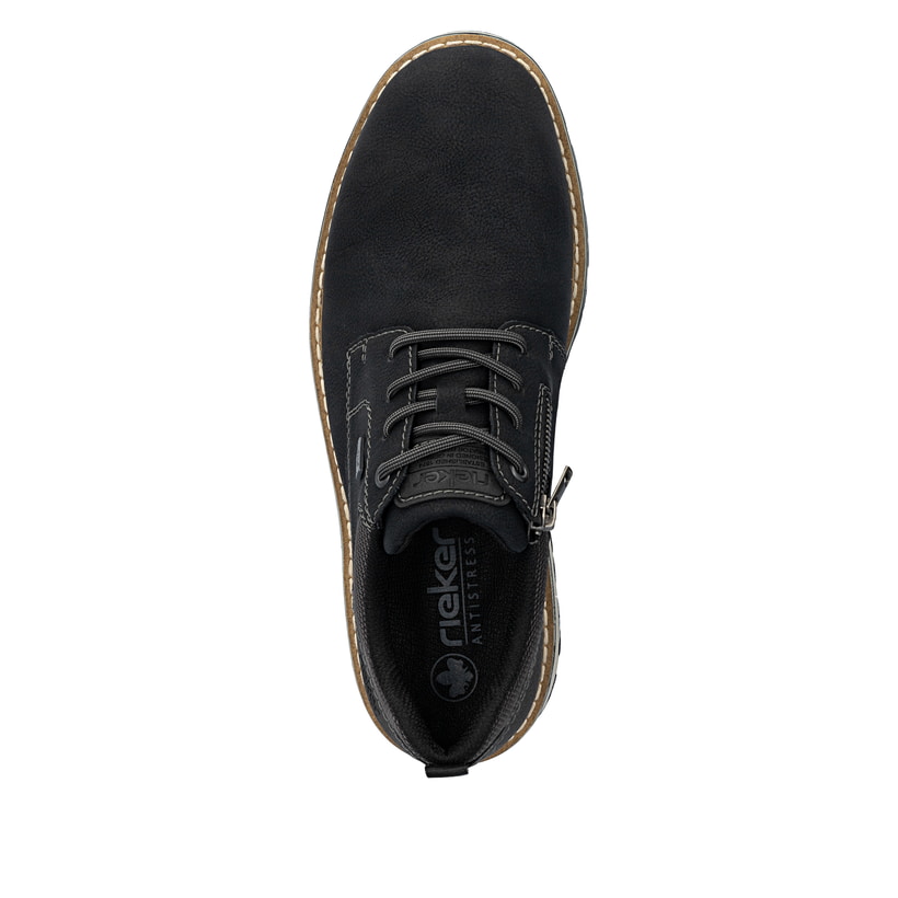 Schwarze Rieker Herren Schnürschuhe 38406-00 mit wasserabweisender TEX-Membran. Schuh Laufsohle.