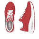 Rote vegane Rieker Damen Sneaker Low W2700-33 mit einer Schnürung. Schuh von oben, liegend.