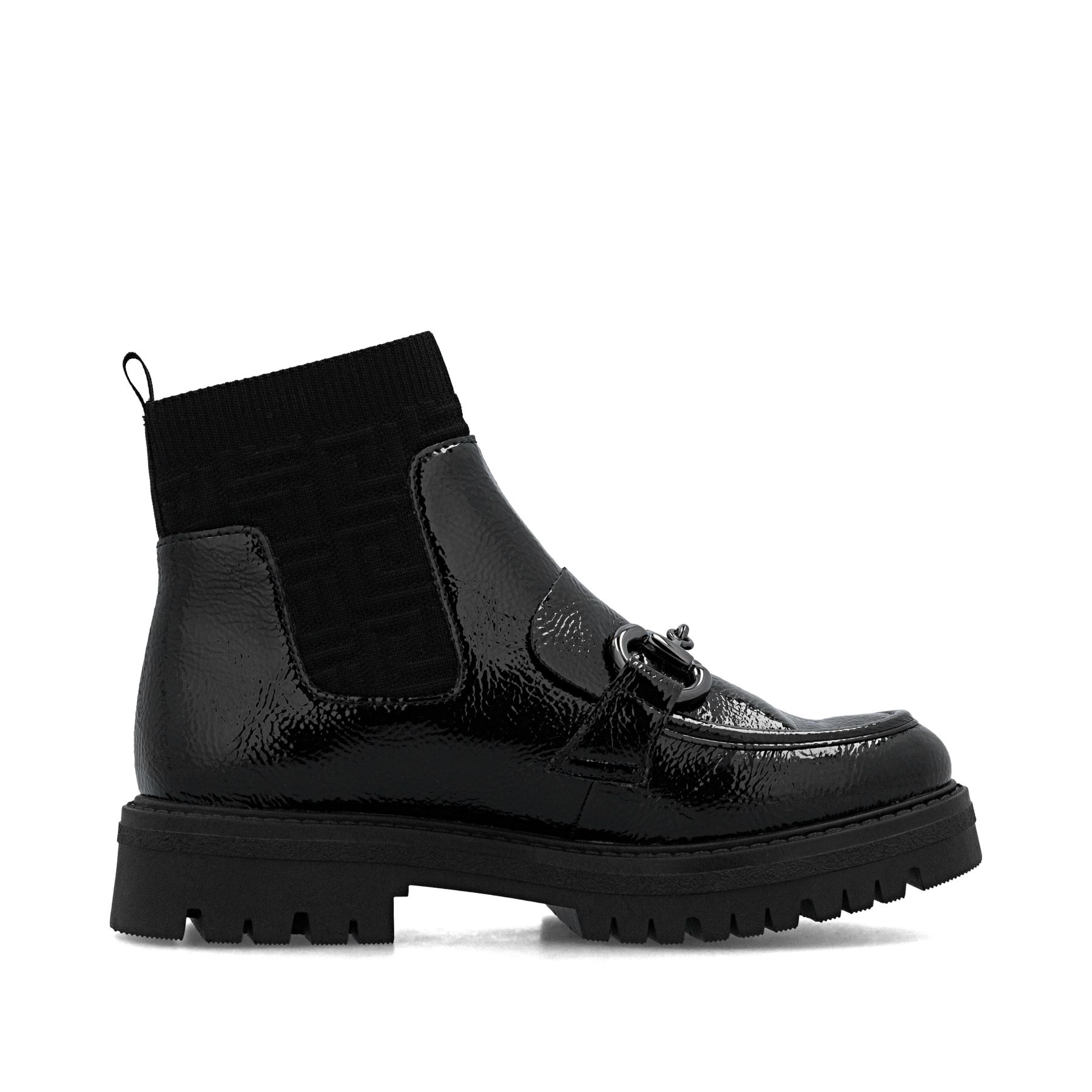 Schwarze Rieker Damen Chelsea Boots 47573-00 mit einer extra weichen Decksohle. Schuh Innenseite.
